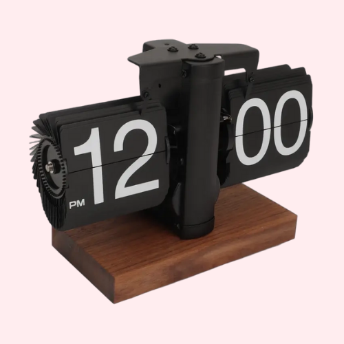 Retro Flip Clock with Wood Accent