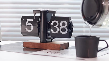 Elegant Flip Clock with Wooden Base