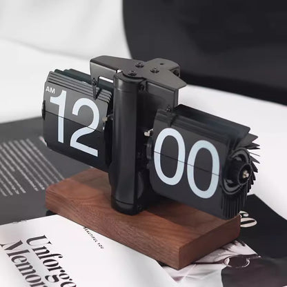 Retro Flip Clock with Wood Accent
