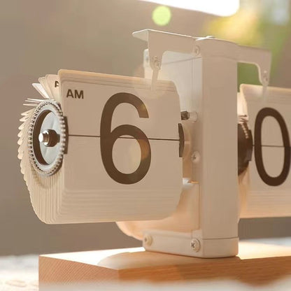 Retro Flip Clock with Wood Accent