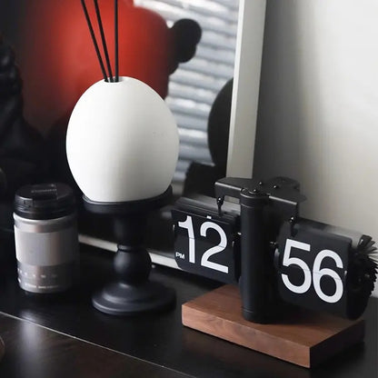 Retro Flip Clock with Wood Accent