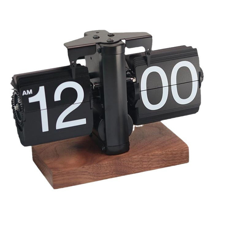 Retro Flip Clock with Wood Accent
