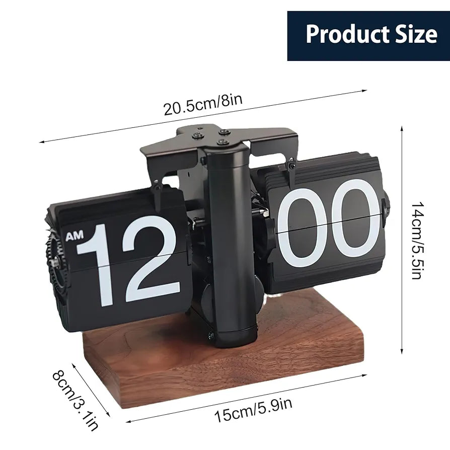 Retro Flip Clock with Wood Accent