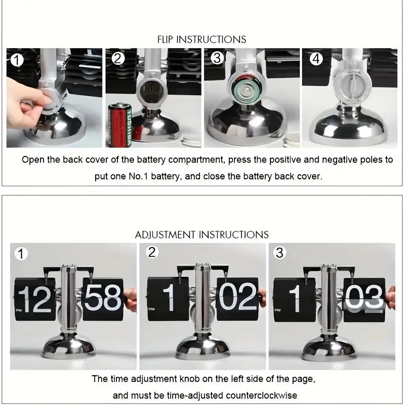 Complete Steel Flip Clock • Retro Style, Timeless Elegance