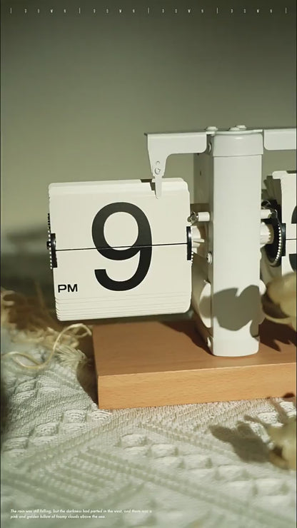 Retro Flip Clock with Wood Accent